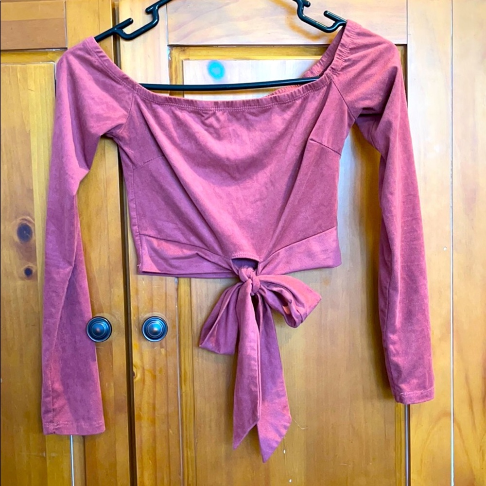 WINDSOR Mauve Crop Long Sleeve with Front Tie